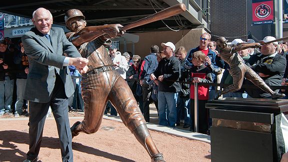 A statue of former Minnesota Twins player Harmon Killebrew at