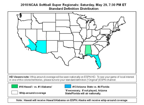 NCAA softball tournament: ESPN coverage maps,May 22-23 - ESPN