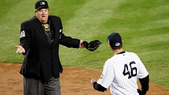 Joe West calls two balks on Mark Buehrle and then ejects him, a