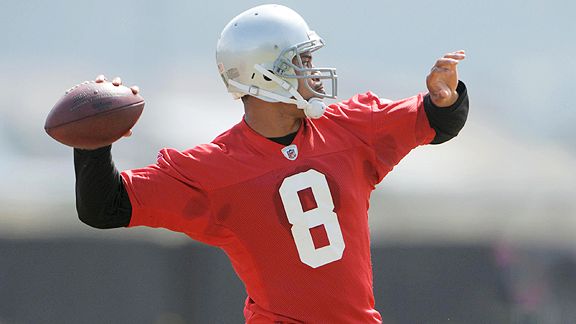 Oakland Raiders quarterback Jason Campbell (8) passes against the