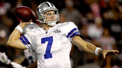 Dallas Cowboys quarterback Stephen McGee (7) is hit as he tries to