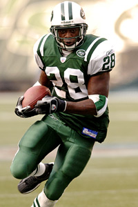 New York Jets' running back Curtis Martin runs with the ball