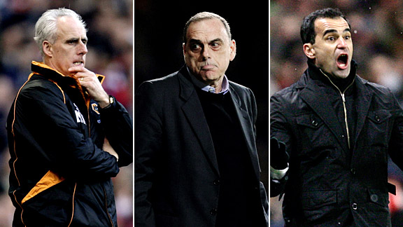 Wolves Mick McCarthy, West Ham United's Avram Grant and Wigan's Roberto Martinez