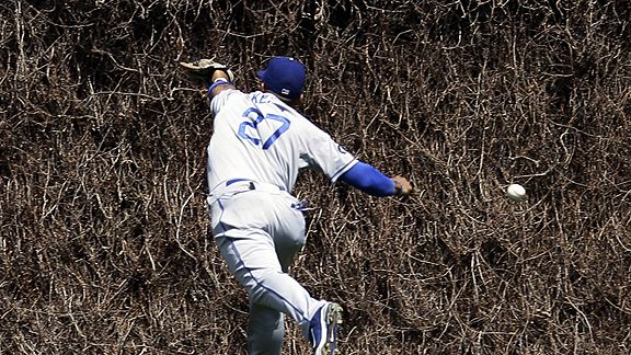 Barney lines a double into the Wrigley Ivy 