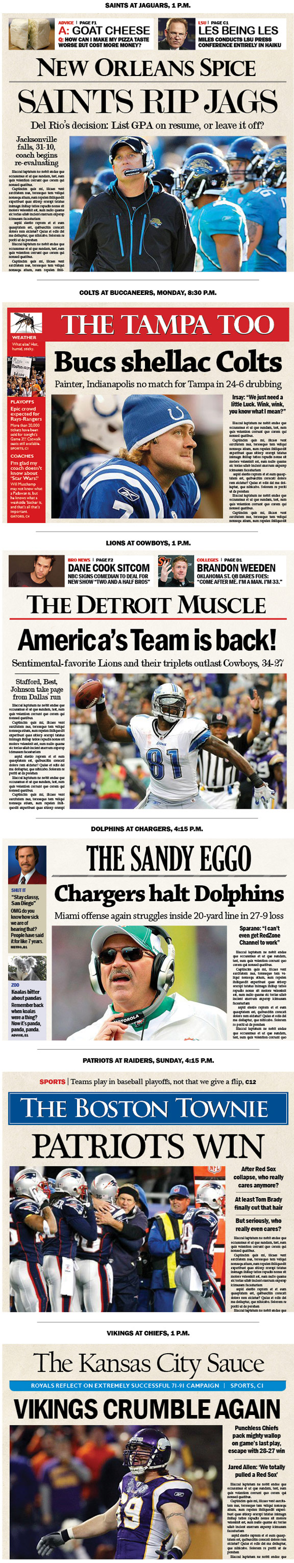 Next Week S Nfl Newspaper Headlines Today Week 4