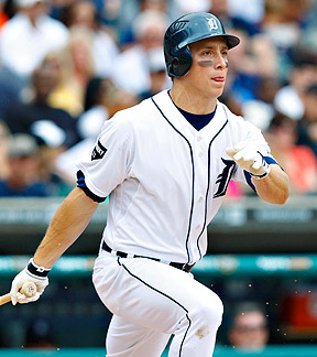 Detroit Tigers' Andy Dirks takes an at-bat during a spring