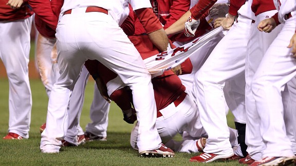 David Freese had his jersey torn by 