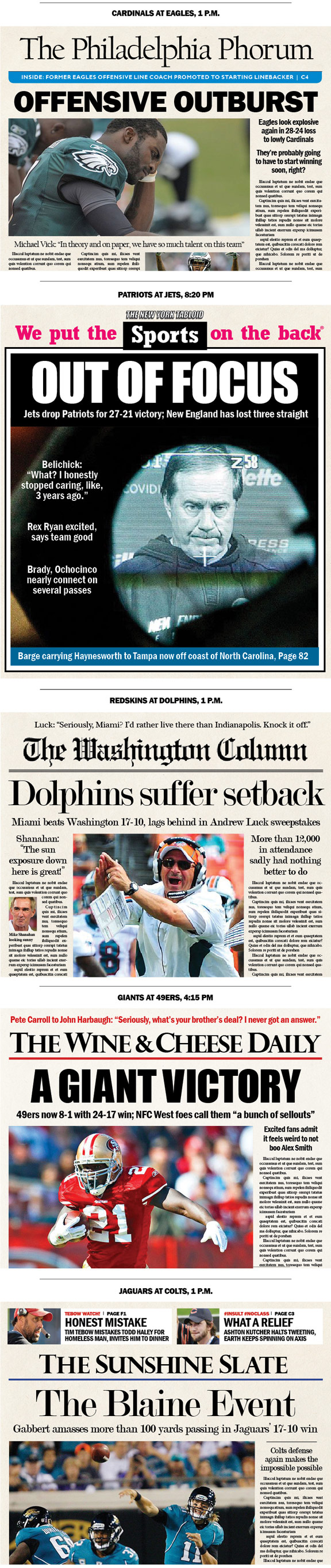 Next Week S Nfl Newspaper Headlines Today Week 10