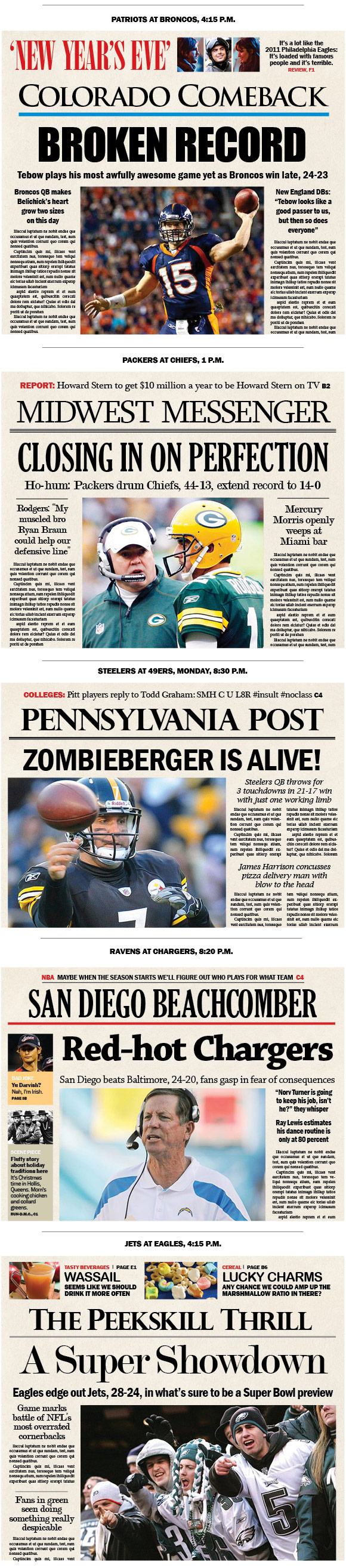 Next Week S Nfl Newspaper Headlines Today Week 15