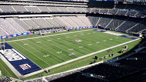 The field for the SuperBowl is being painted right now with the team ...