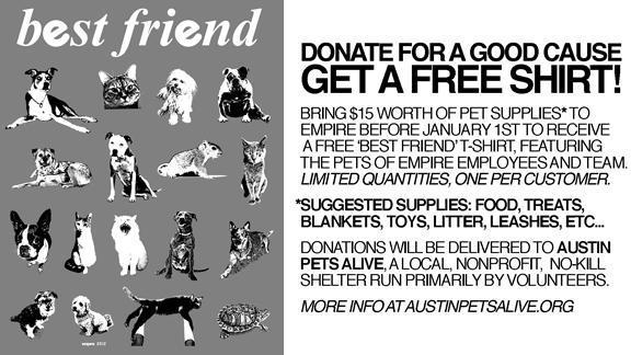 Empire BMX produces Best Friend t shirt for Austin Pets Alive ESPN