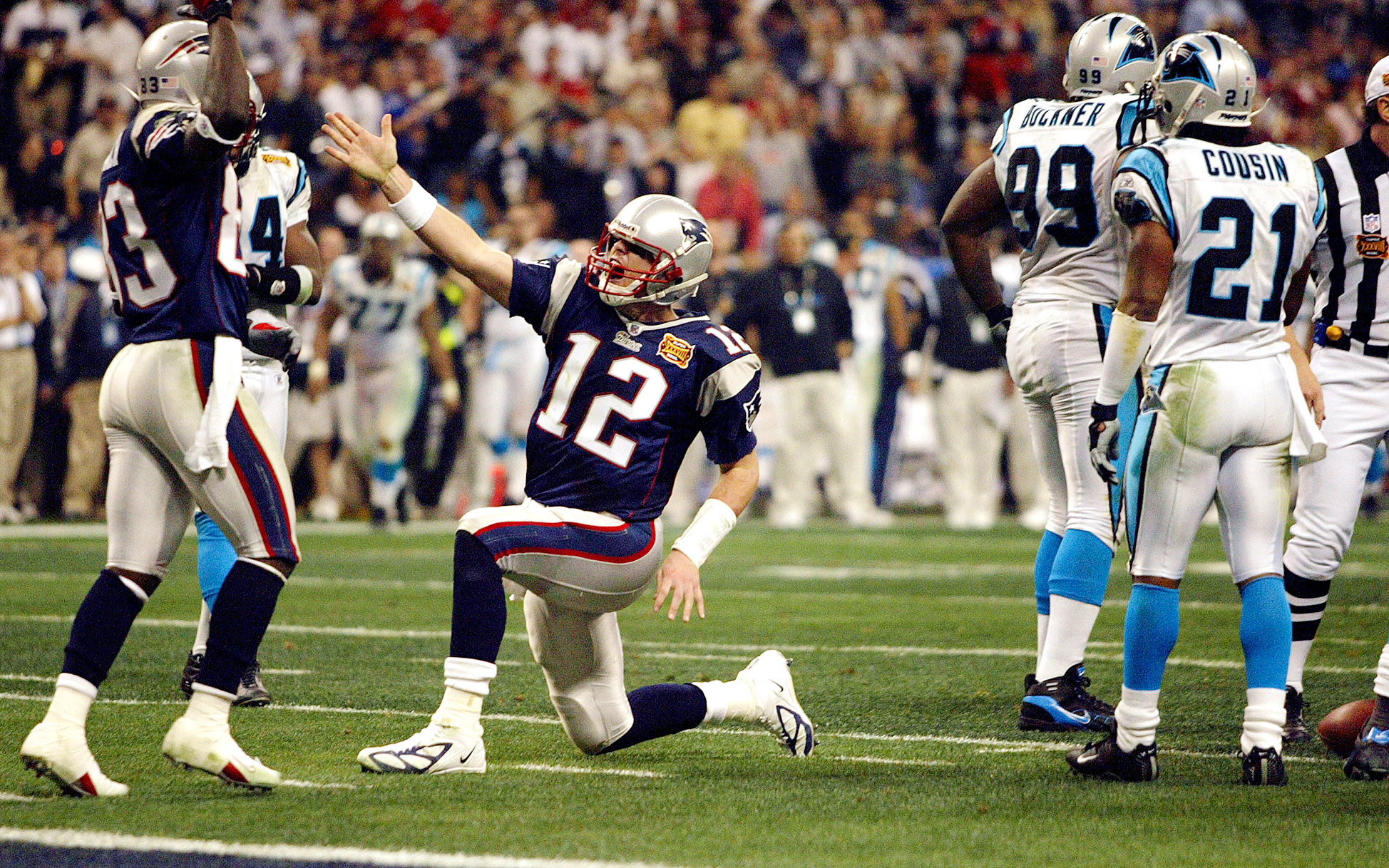 Tom Brady - Super Bowl XXXVIII (32/48, 354 yards, 3 TDs, 1 INT) - Mike &  Mike's Best QB Performances of the Super Bowl Era - ESPNRadio