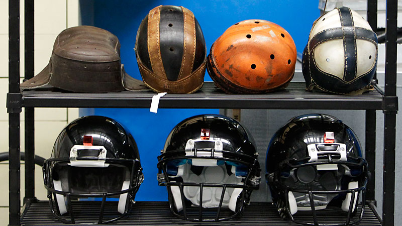 breaking football helmets
