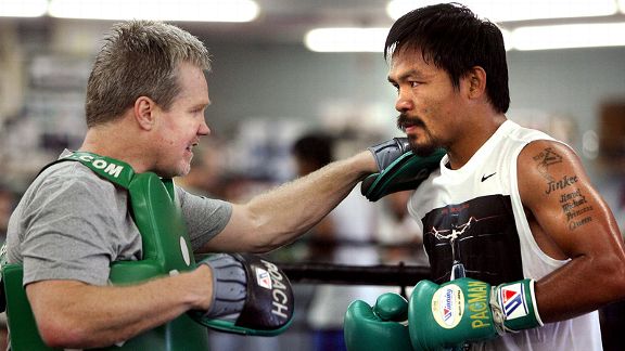 Freddie Roach, here with Manny Pacquiao, is a five-time trainer of the year.