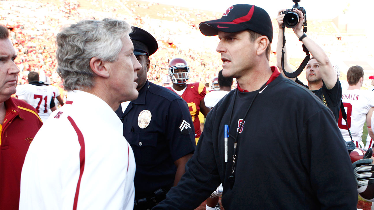 Ravens coach John Harbaugh can explain those gold uniform pants 