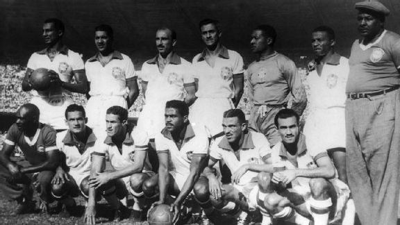 Brazil 4 Mexico 0 in 1950 at the Maracana. Ademir scores his 2nd