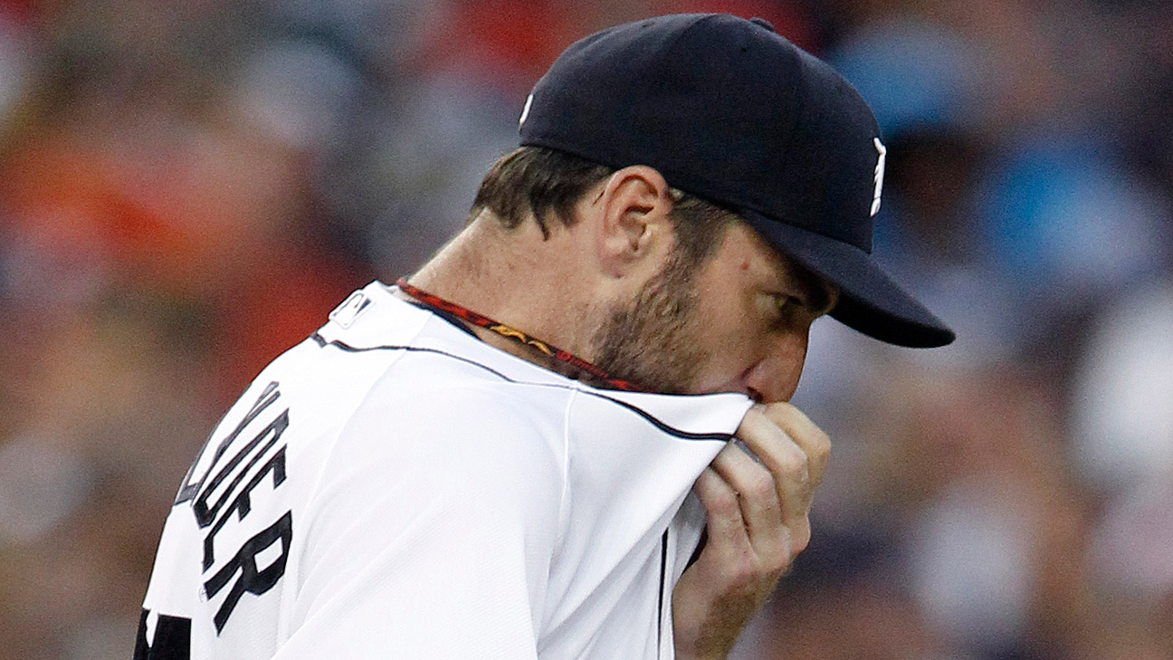 PHOTO: Justin Verlander scowls  Justin verlander, Detroit tigers