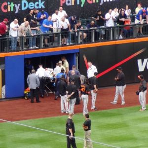 Baseball fan falls onto Citi Field during Mets vs. Giants game