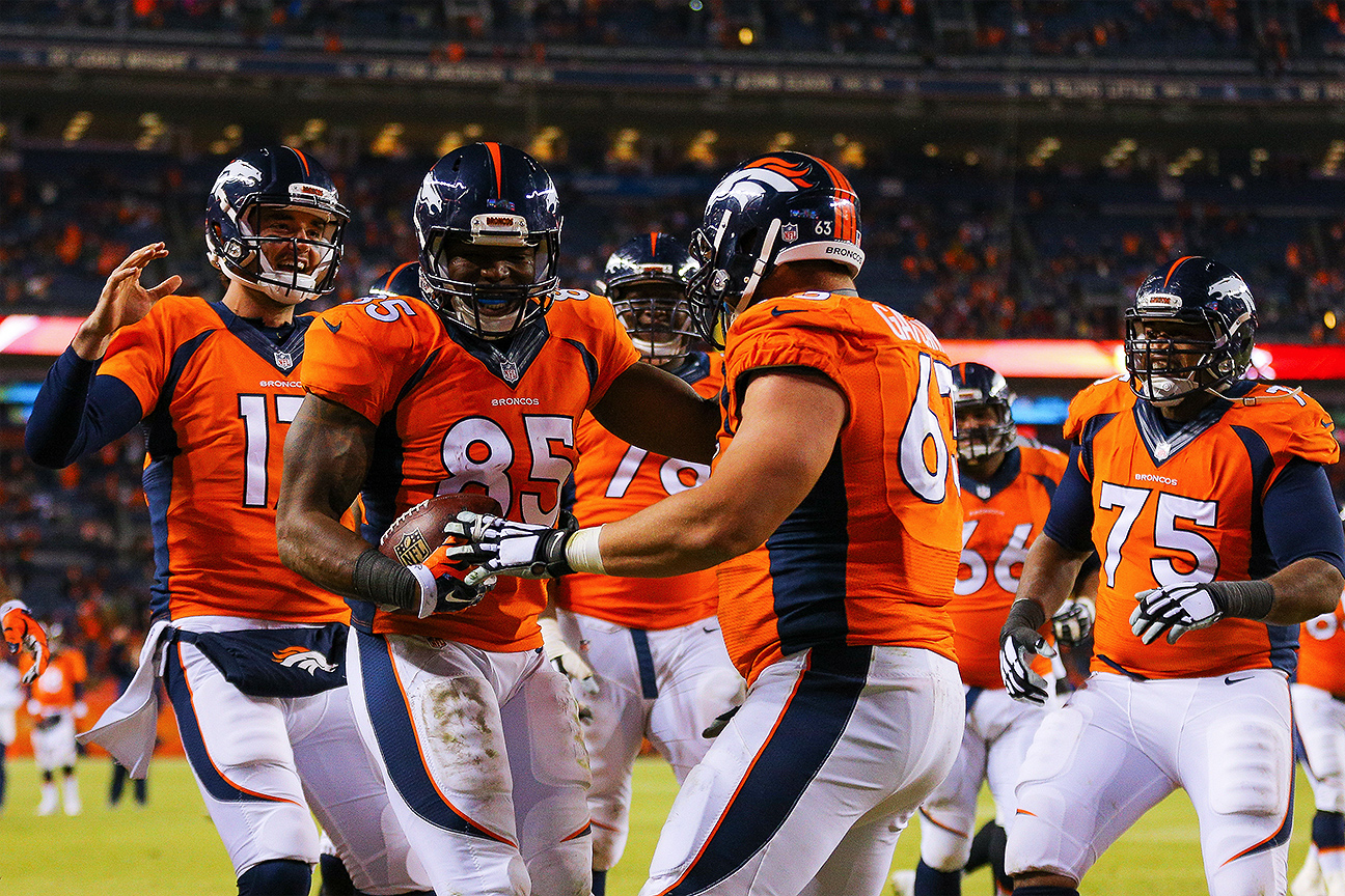 September 16, 2018: Denver Broncos wide receiver Emmanuel Sanders (10)  during second quarter of an NFL matchup between the Oakland Raiders and the Denver  Broncos at Broncos Stadium at Mile High Denver