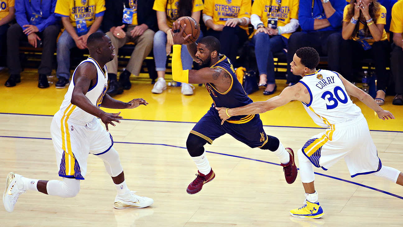 Kyrie Irving scores 40, Cavaliers hand Warriors first playoff loss