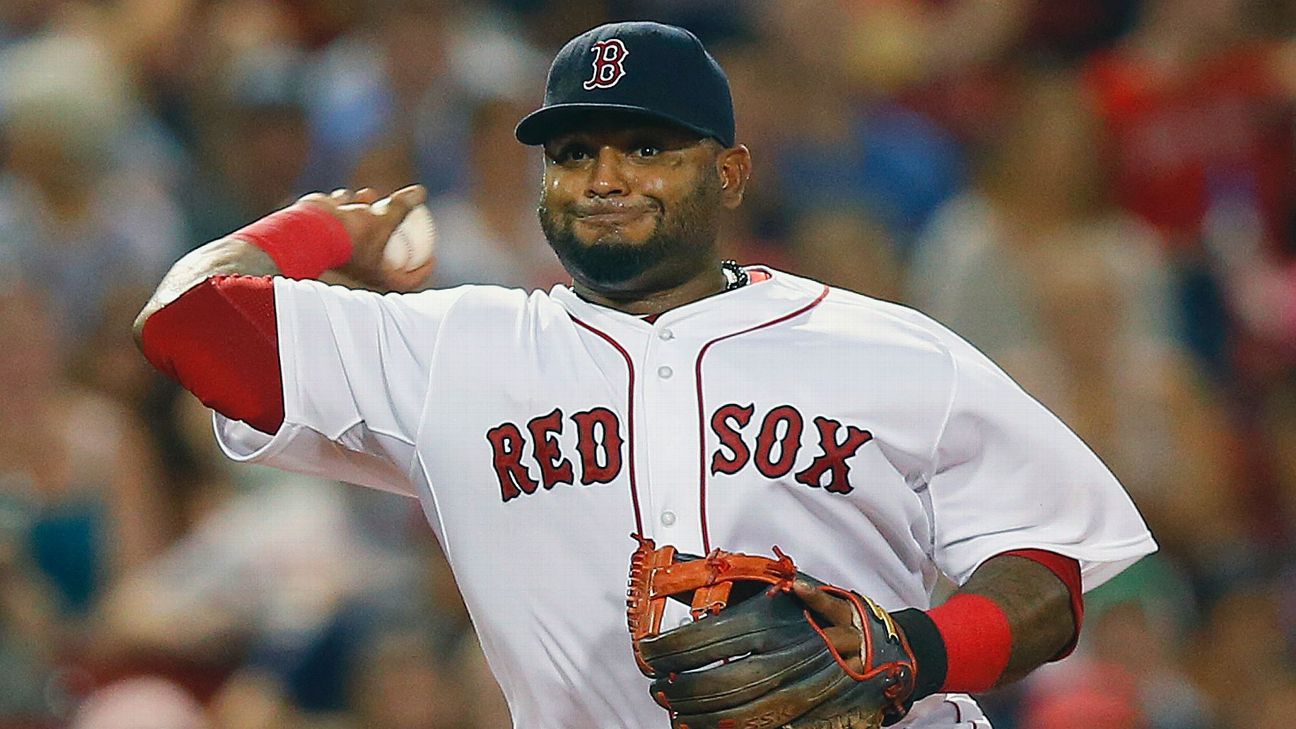 Pablo Sandoval of the Boston Red Sox takes batting practice before