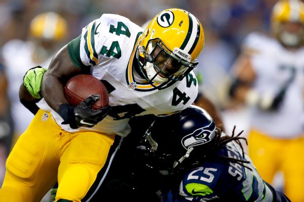 Green Bay Packers running back James Starks celebrates after the NFC  Championship game against the Chicago Bears at Soldier Field in Chicago on  January 23, 2011. The Packers won 21-14. UPI/Brian Kersey