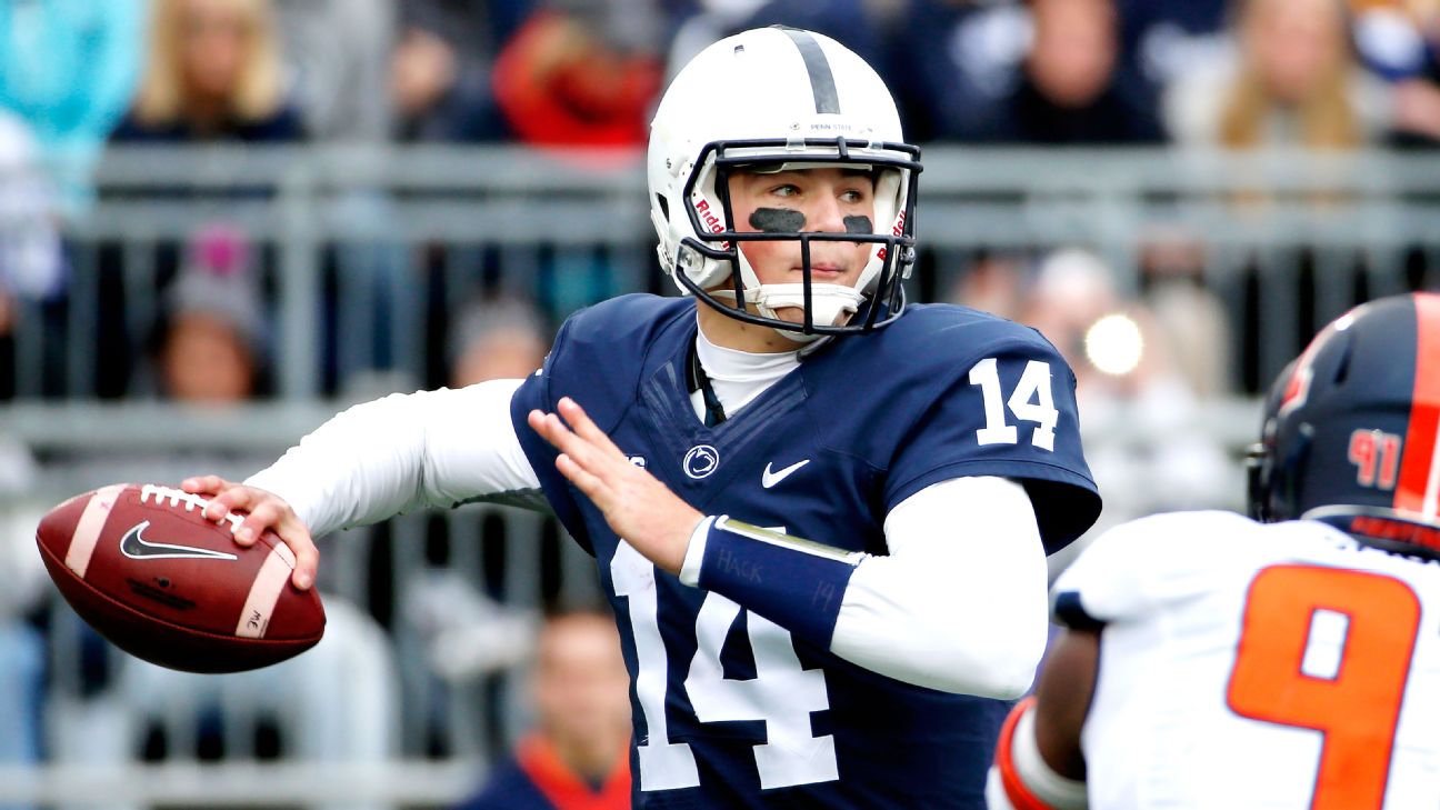 Penn State's Christian Hackenberg (14) and Allen Robinson