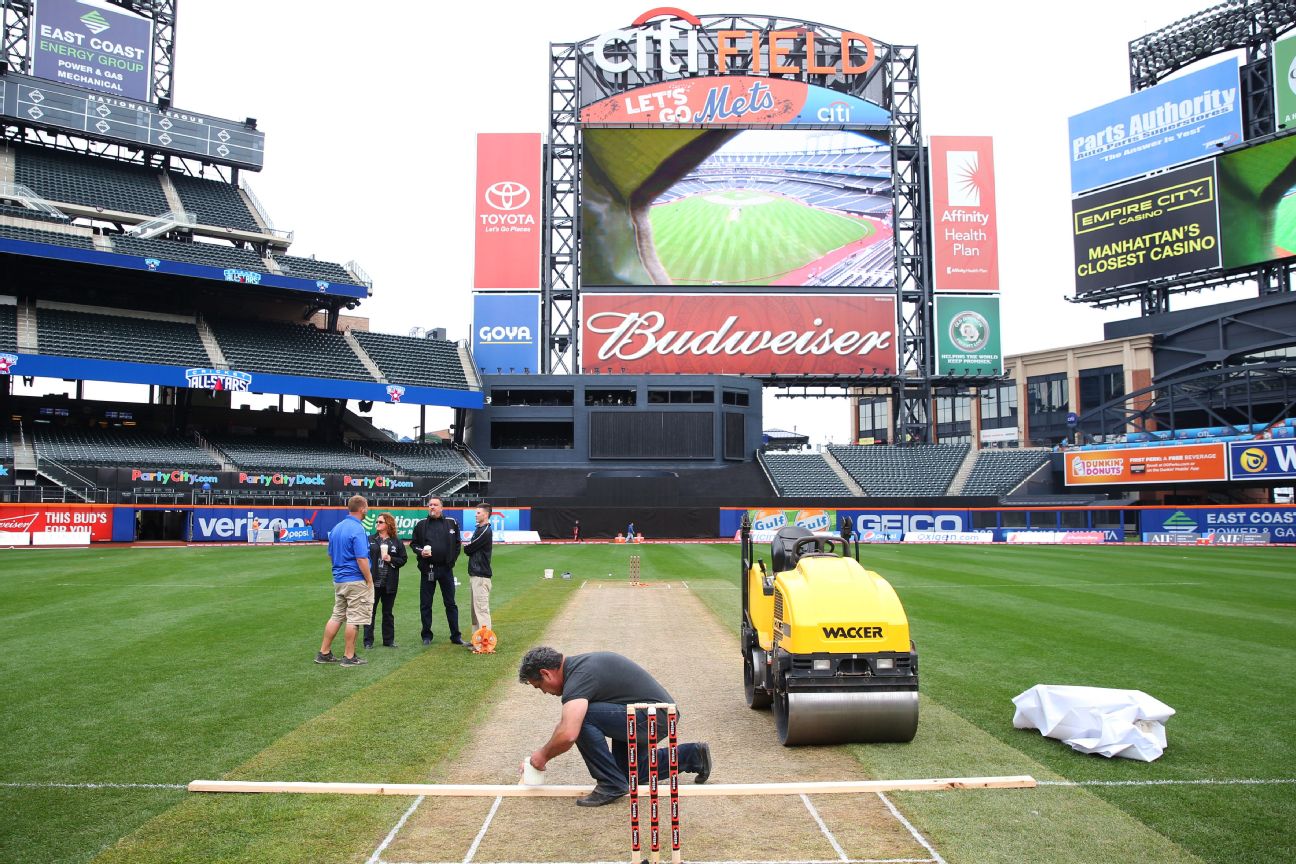 Preparing the pitch Photos Cricket AllStars at Citi Field ESPN