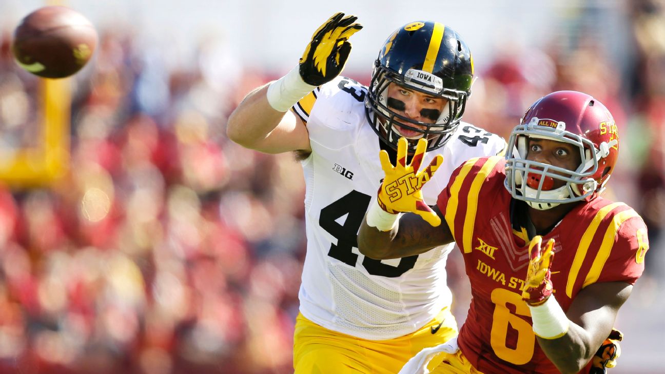 Ike Boettger (Iowa OT) vs Wisconsin 2016 