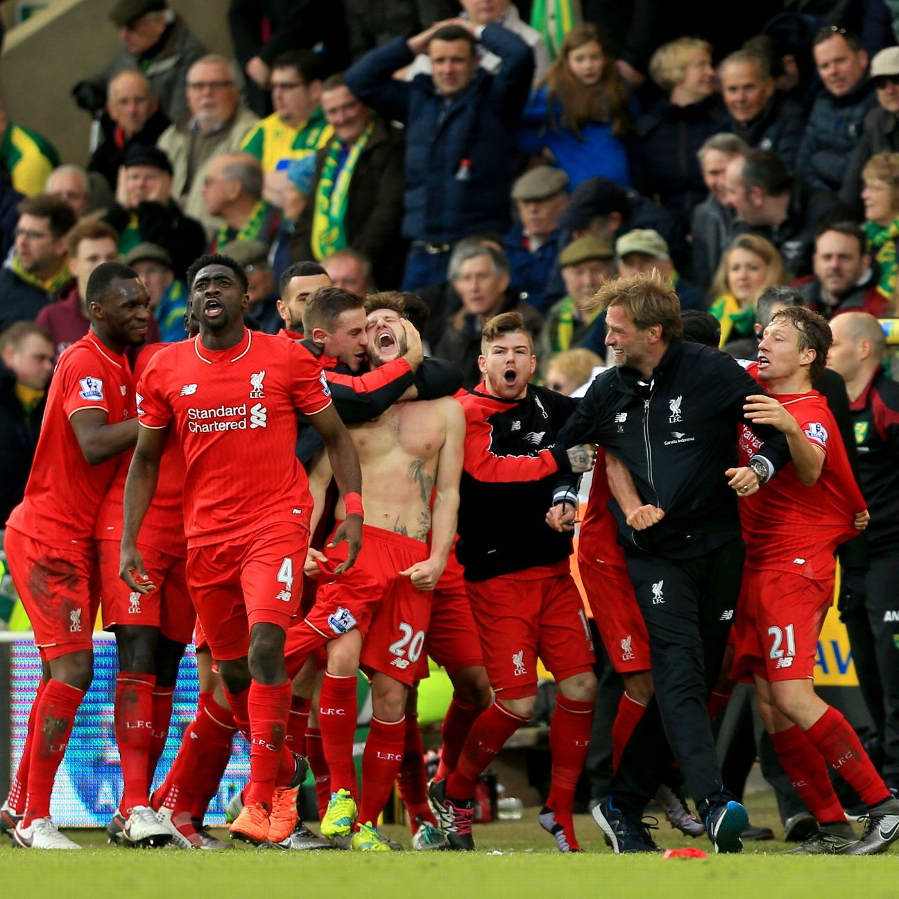 Russell Martin celebrates his opening goal with Norwich team-mates, Photos