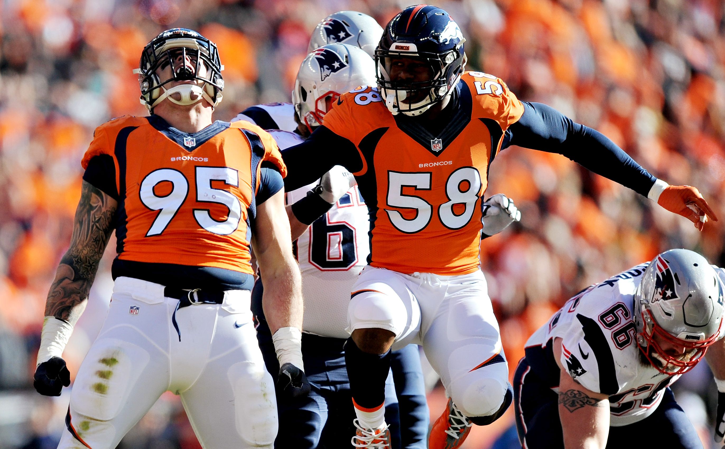 Derek Wolfe and Von Miller - Photos: Patriots vs. Broncos in AFC ...