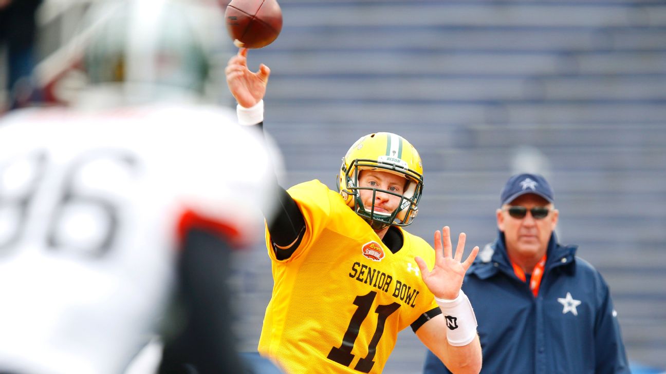 So far at Senior Bowl, Carson Wentz living up to the hype