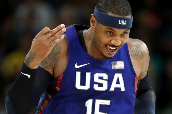 Carmelo Anthony, who became the all-time leading scorer in Team USA history on Wednesday, is seeking to become the first U.S. man to win three gold medals.