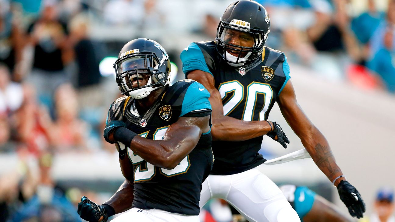 Jacksonville Jaguars cornerback Jalen Ramsey lines up before the snap