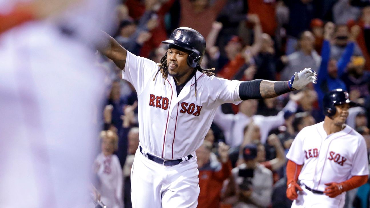 Boston Red Sox HANLEY RAMIREZ Strikes Out In The Ninth