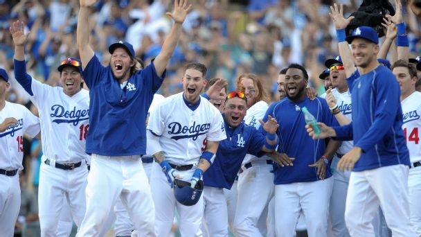 Los Angeles Dodgers celebrate clinching NL West [608x342]