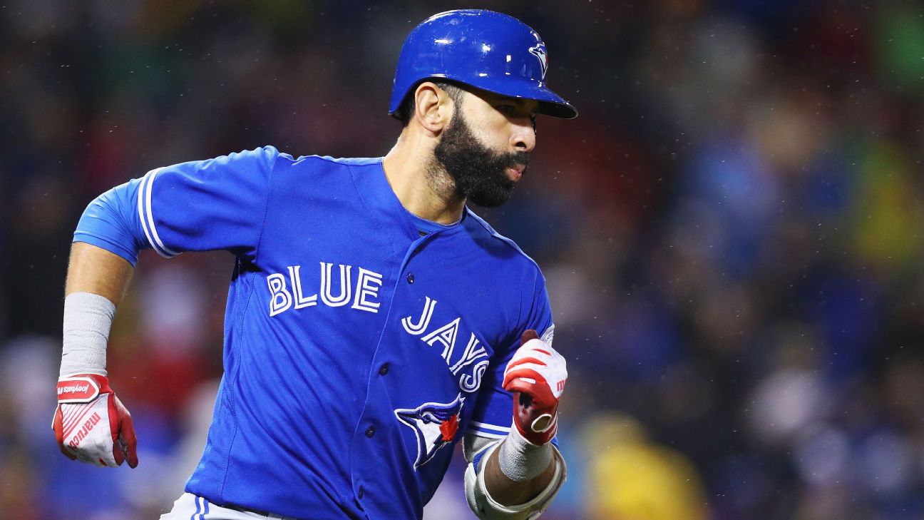 Toronto Blue Jays' Jose Bautista joined by Yoenis Cespedes, Adam