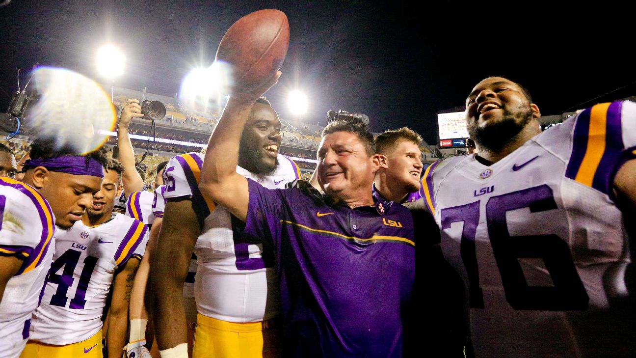 LSU Tigers Ed Orgeron starts dream job audition with win - ESPN