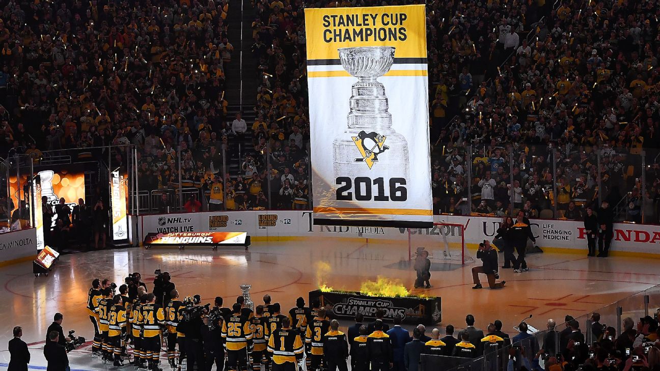 Penguins raise the Championship banner, beat the Washington