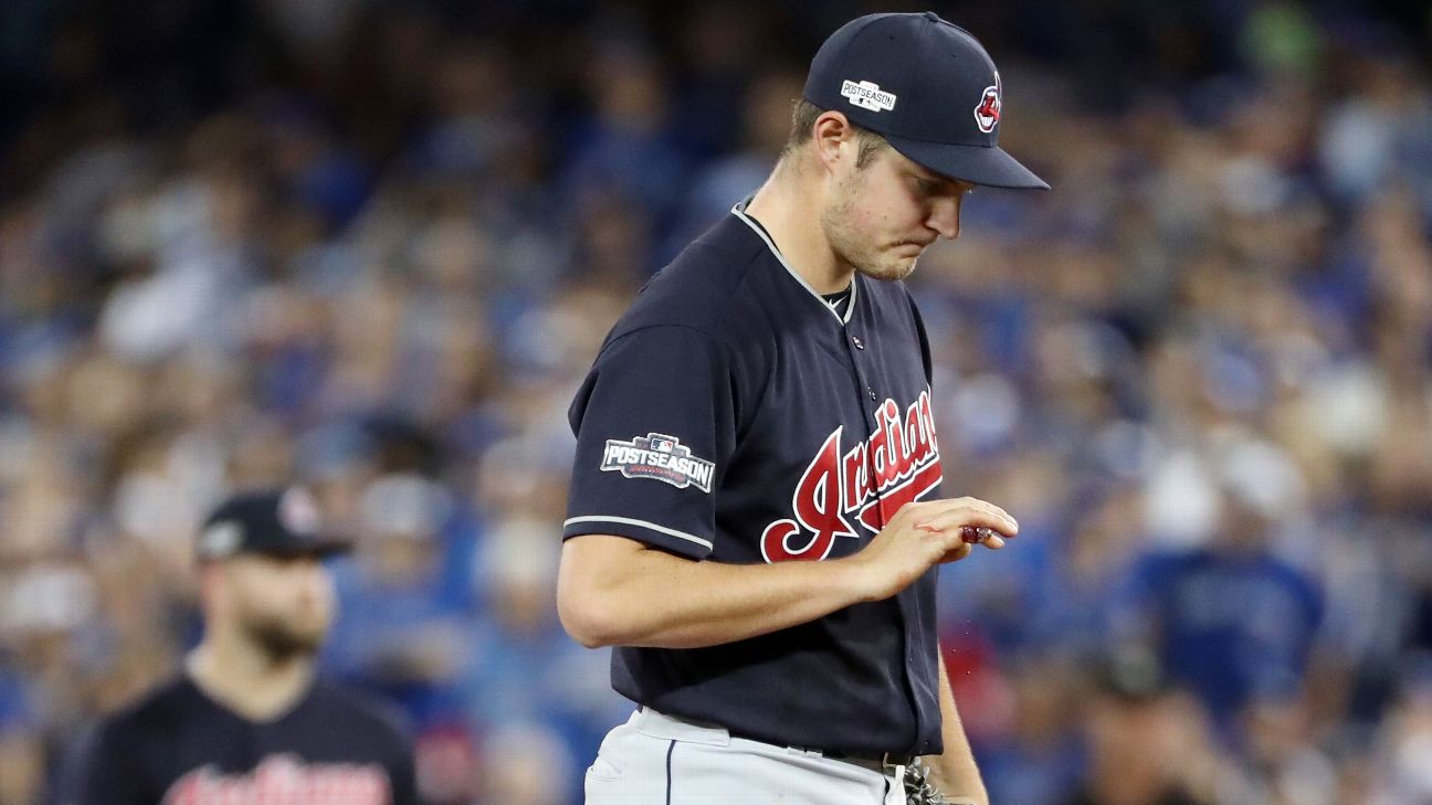 Indians pitcher Trevor Bauer cuts finger, won't start Game 2