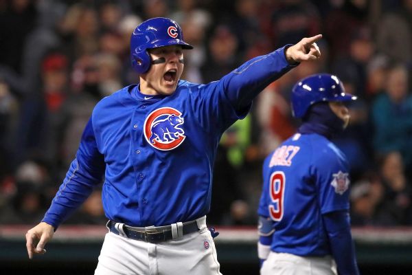 Anthony Rizzo wore his full uniform on the Cubs' team plane