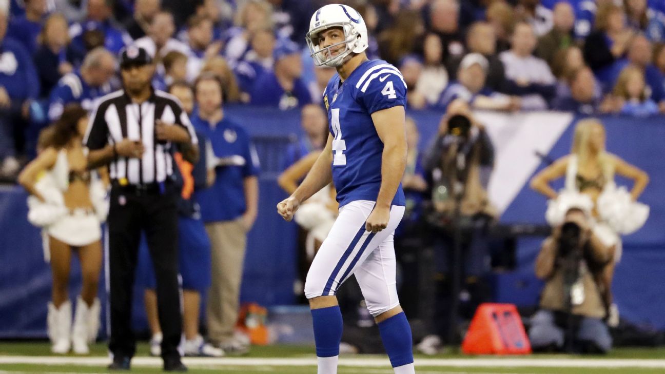 Indianapolis Colts kicker Adam Vinatieri sits on the bench while his team  plays the Baltimore Ravens, during the divisional round of the AFC playoffs  at M & T Bank Stadium in Baltimore