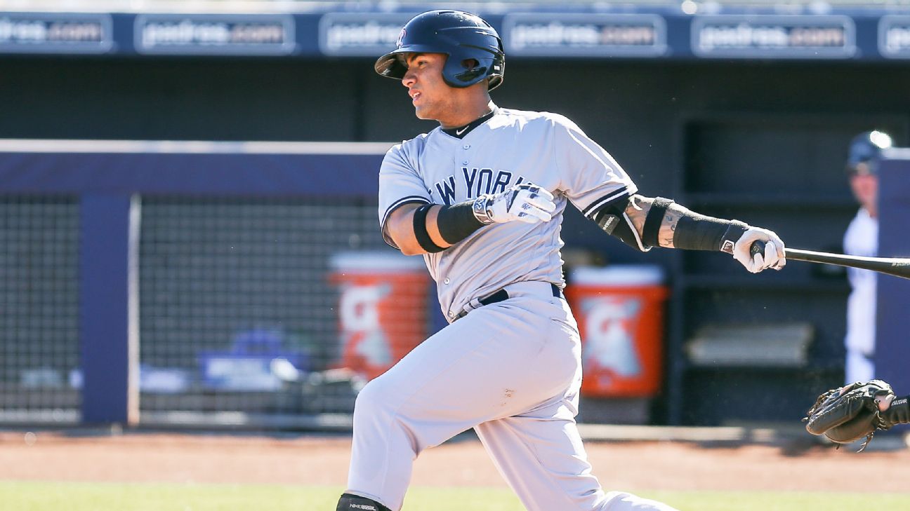 Yankees' Gleyber Torres takes fielding practice in Arizona Fall League 