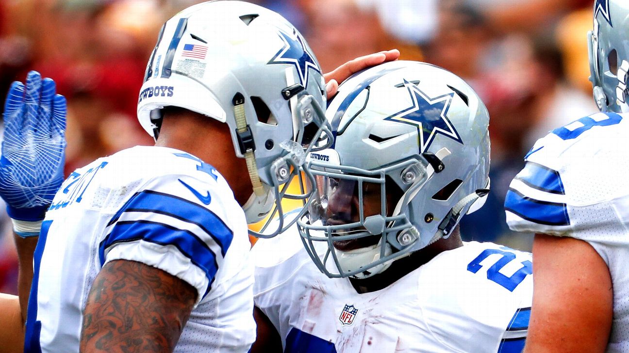 Ezekiel Elliott raids Dak Prescott's locker for candy mid-interview