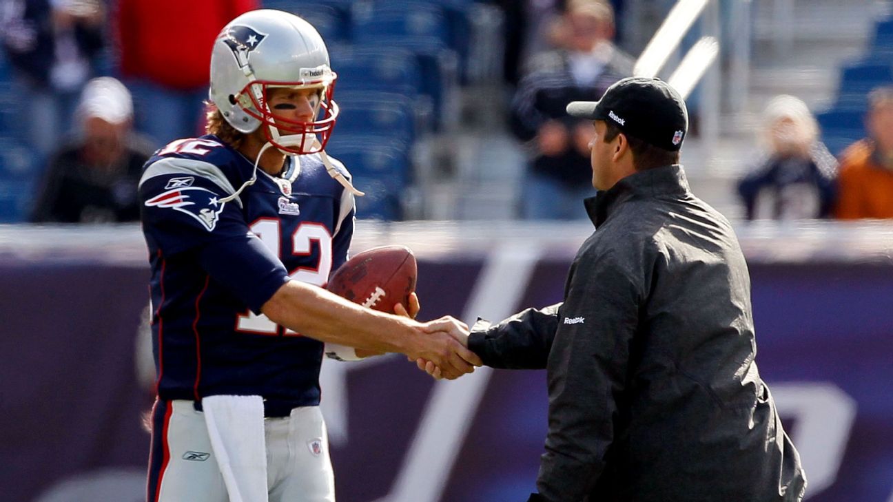 forbedre Valg utilsigtet Set to face John Harbaugh's team, Tom Brady reflects on plane ride with him  - ESPN - New England Patriots Blog- ESPN