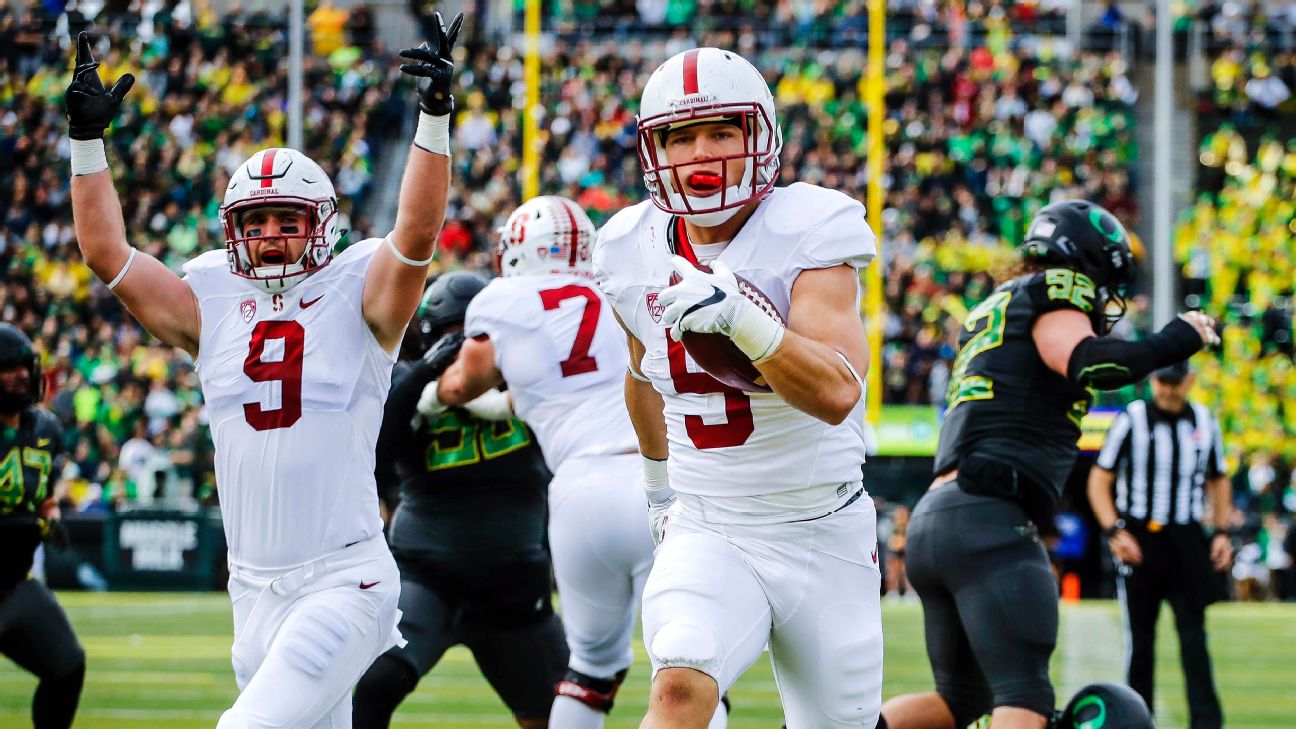 Christian McCaffrey works out as WR at Stanford pro day