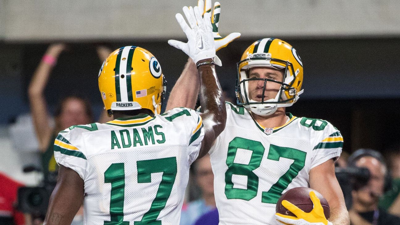 Packers WRs Jordy Nelson, Davante Adams sidelined by injuries