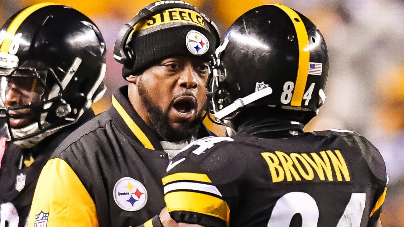 Steelers WR Antonio Brown ready with his No. 84 'Browns' jerseys