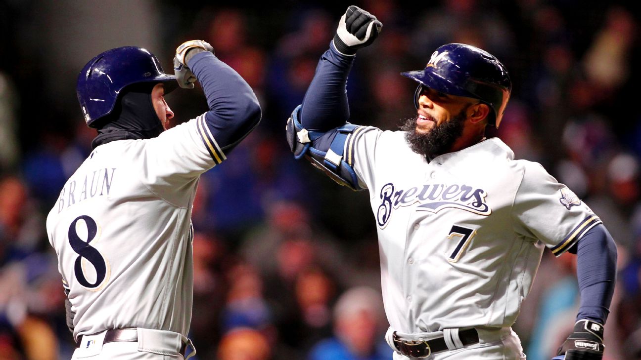 The Brewers were so excited about Eric Thames' walk-off HR that they ripped  off his jersey