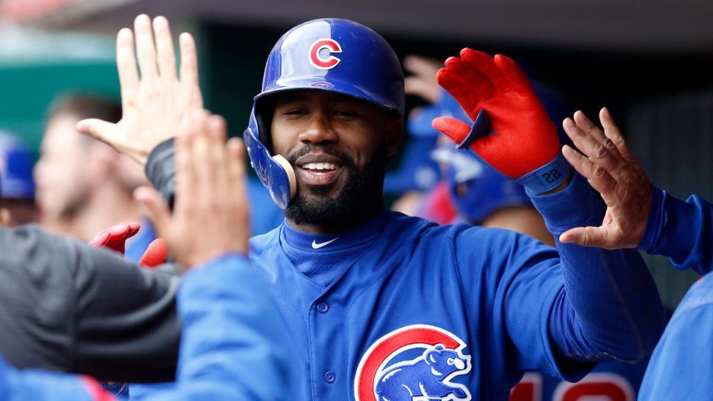 Chicago Cubs' Jason Heyward shows off his World Series ring as he is being  honored during the team's baseball game against the Cincinnati Reds in  Chicago, Saturday, Oct. 1, 2022. (AP Photo/Matt